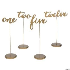 1 - 12 Gold Calligraphy Table Numbers - 12 Pc.