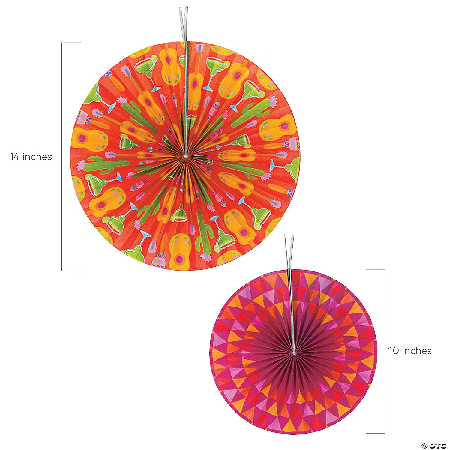 10" - 14" Let’s Fiesta! Hanging Paper Fans - 6 Pc. 4 10" - 14" Let’s Fiesta! Hanging Paper Fans - 6 Pc. - Image 2