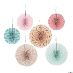 10" - 14" Vintage Collection Hanging Paper Fans - 6 Pc.