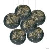 10" Black & Gold Patterned Hanging Paper Lanterns - 6 Pc. -Party Decorations Sales Shop 10 black and gold patterned hanging paper lanterns 6 pc 13765549