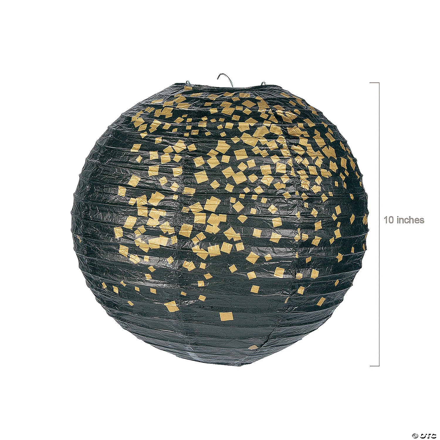 10" Black & Gold Patterned Hanging Paper Lanterns - 6 Pc. 4 10" Black & Gold Patterned Hanging Paper Lanterns - 6 Pc. - Image 2
