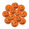 10" Jack-O’-Lantern Hanging Paper Lantern Halloween Decorations - 12 Pc.