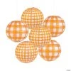 10" Orange Plaid Hanging Paper Lanterns - 6 Pc.