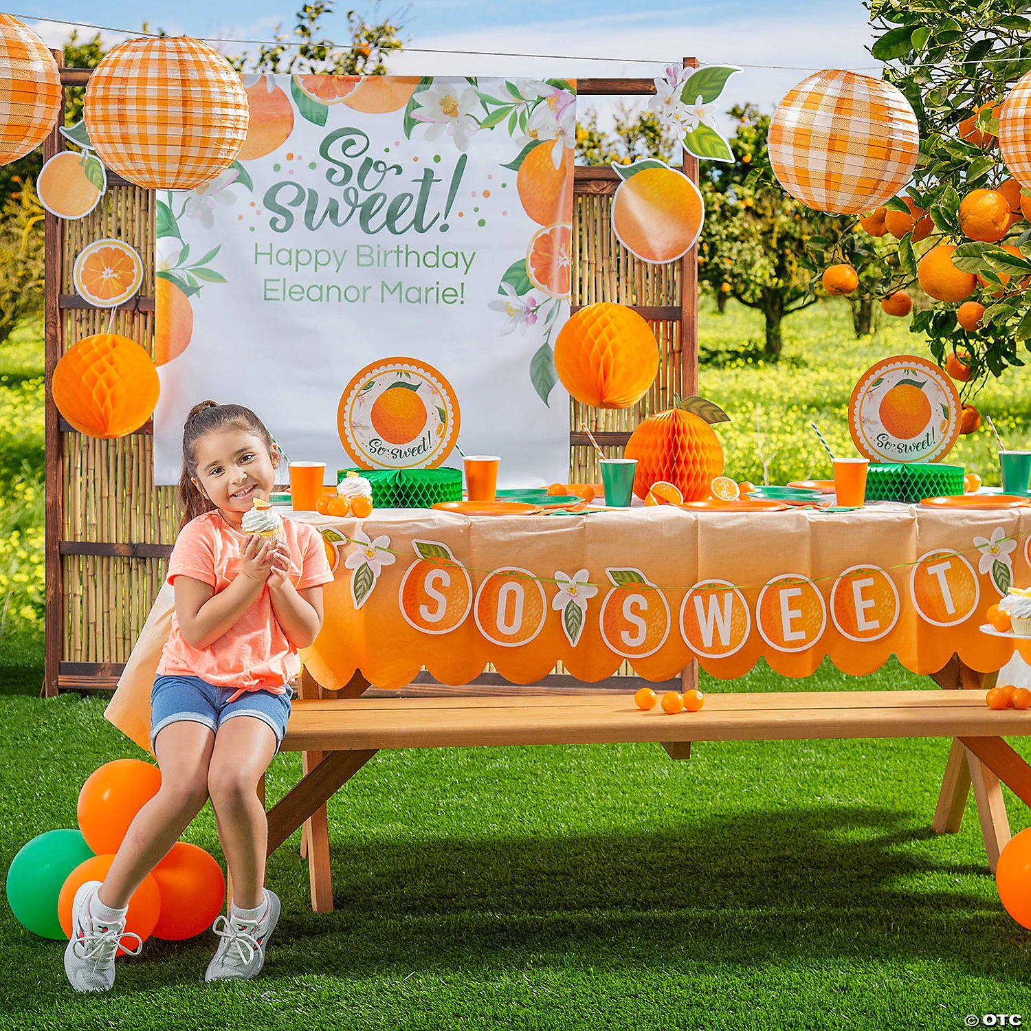 10" Orange Plaid Hanging Paper Lanterns - 6 Pc. 5 10" Orange Plaid Hanging Paper Lanterns - 6 Pc. - Image 3