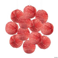 10" Red Bandana Hanging Paper Lanterns – 12 Pc.