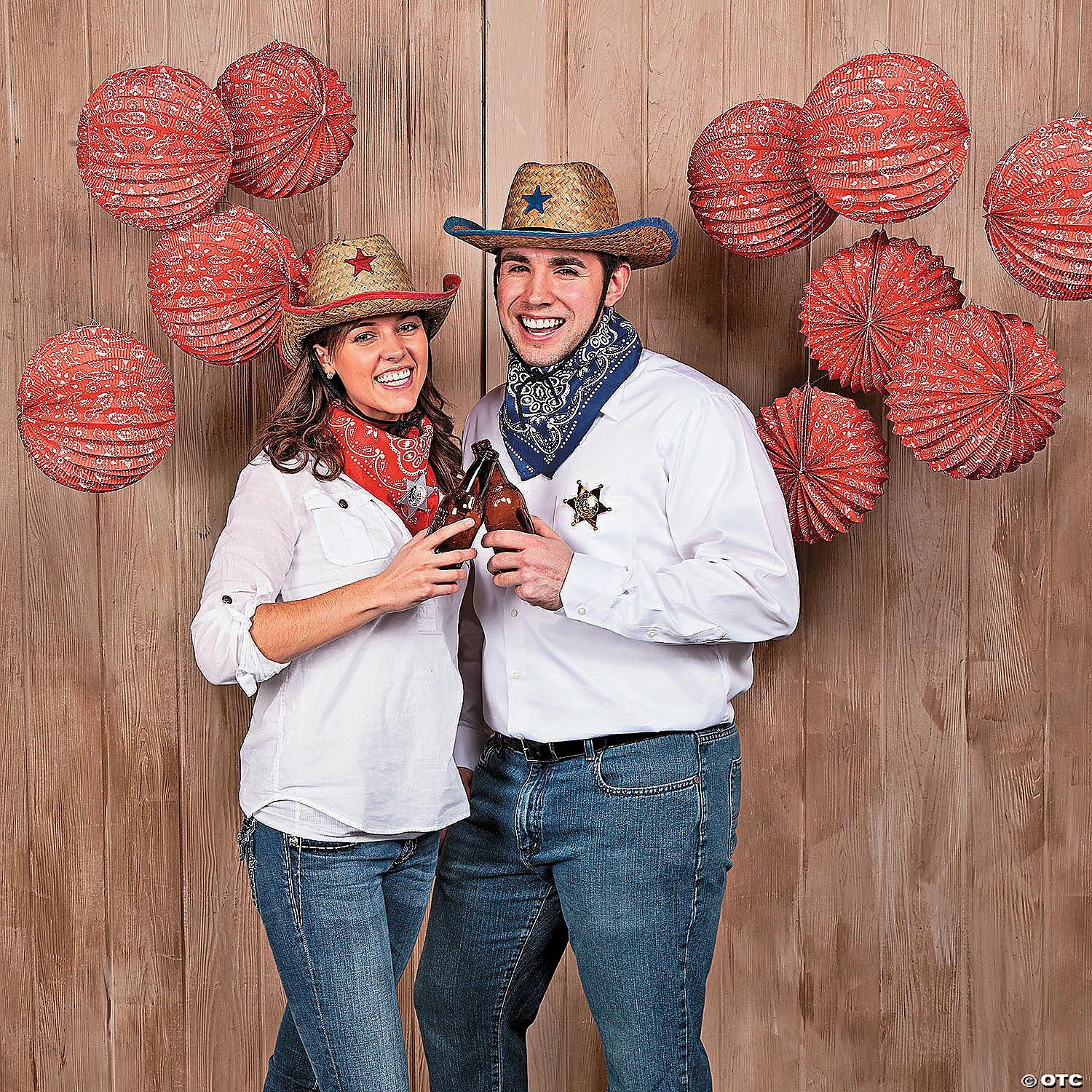 10" Red Bandana Hanging Paper Lanterns – 12 Pc. 5 10" Red Bandana Hanging Paper Lanterns – 12 Pc. - Image 3