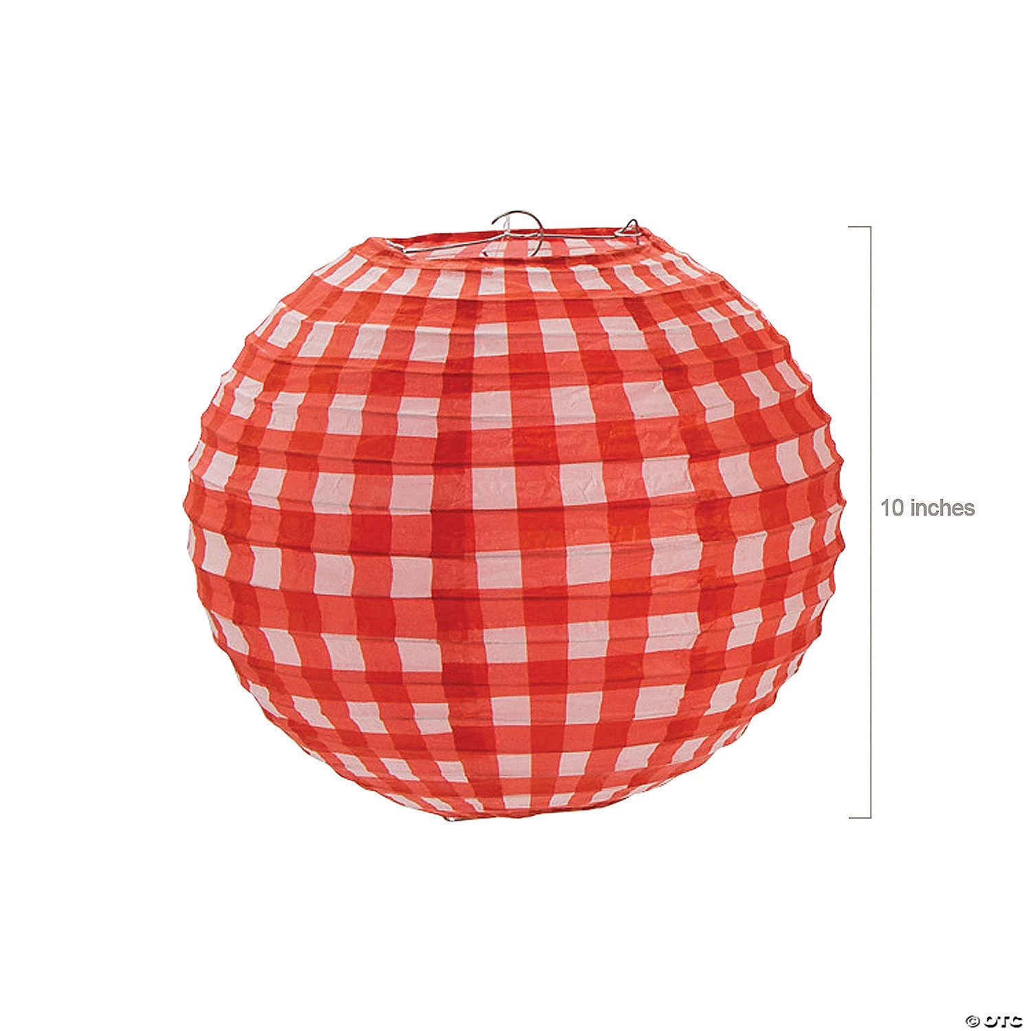 10" Red Gingham Hanging Paper Lanterns - 6 Pc. 4 10" Red Gingham Hanging Paper Lanterns - 6 Pc. - Image 2