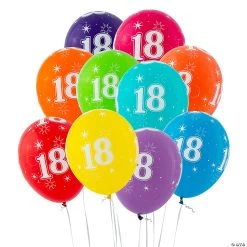 11" 18th Birthday Sparkle Latex Balloon Assortment – 6 Pc.