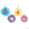 11 3/4" Flower Hanging Tissue Paper Fans - 12 Pc.