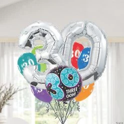 11" - 34" 30th Birthday Balloon Bouquet - 10 Pc. -Party Decorations Sales Shop 11 34 30th birthday balloon bouquet 10 pc 13966774 a03