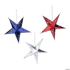 12" 3D Patriotic Stars Hanging Decorations - 3 Pc.