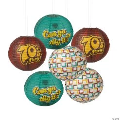 12" 70s Party Hanging Paper Lanterns - 6 Pc.