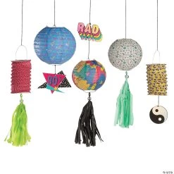 12" 90s Hanging Paper Lanterns - 5 Pc.