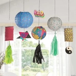 12" 90s Hanging Paper Lanterns - 5 Pc. -Party Decorations Sales Shop 12 90s hanging paper lanterns 5 pc 13901886 a02