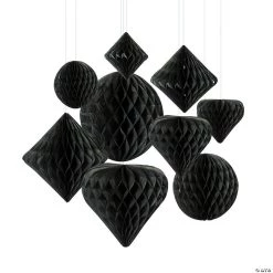 Hanging Paper Honeycomb Decoration Assortment - 12 Pc.