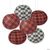 12" Buffalo Plaid Hanging Paper Lanterns - 6 Pc.