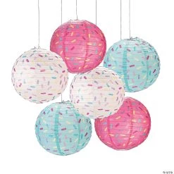 12" Donut Sprinkles Hanging Paper Lanterns - 6 Pc.