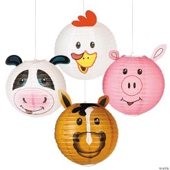 12" Farm Party Hanging Paper Lanterns – 4 Pc.