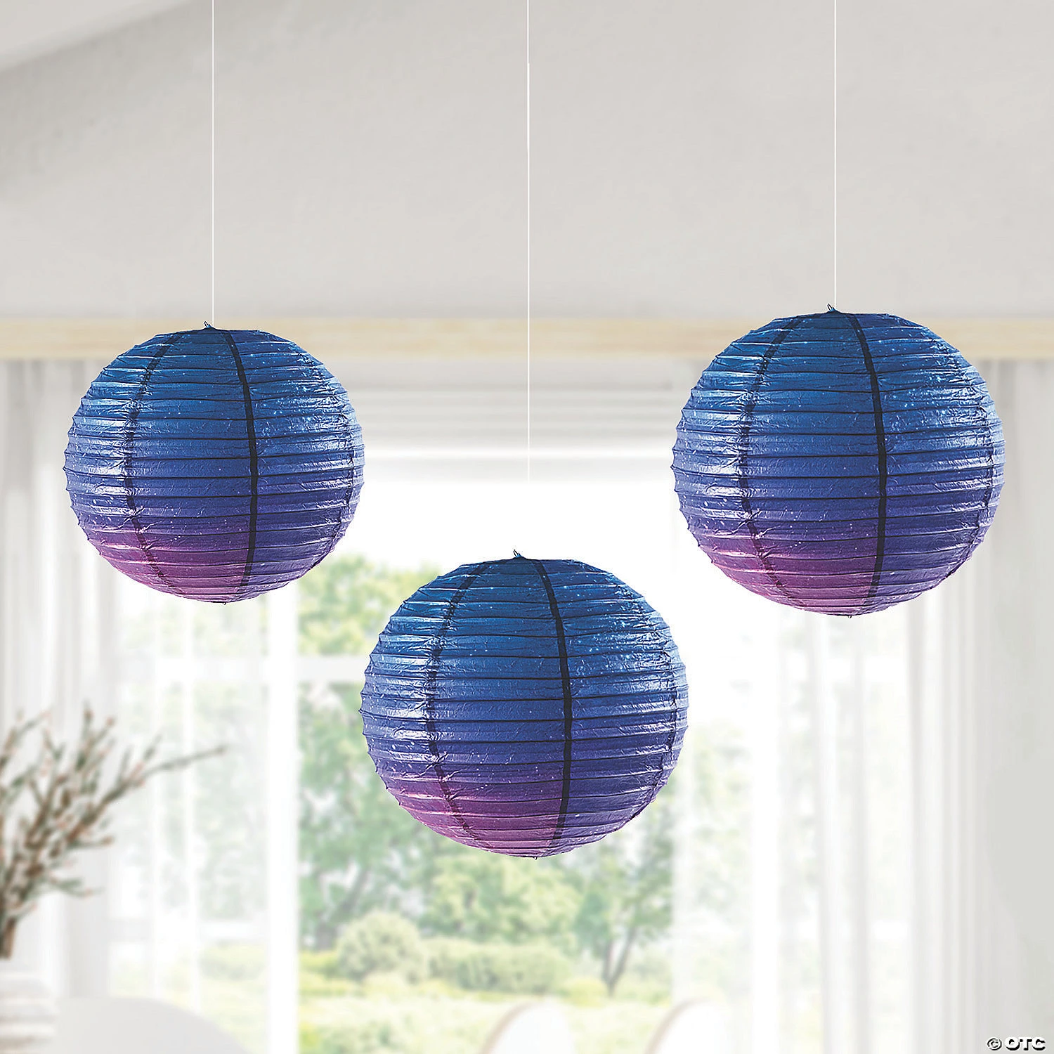 12" Galaxy Print Hanging Paper Lanterns - 3 Pc. 5 12" Galaxy Print Hanging Paper Lanterns - 3 Pc. - Image 3