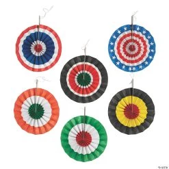 12" International Games Hanging Paper Fans - 6 Pc.