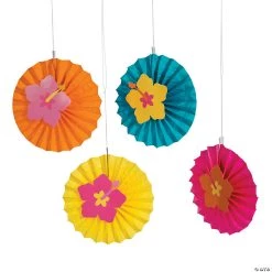 12" Luau Icon Hanging Paper Fans - 12 Pc.