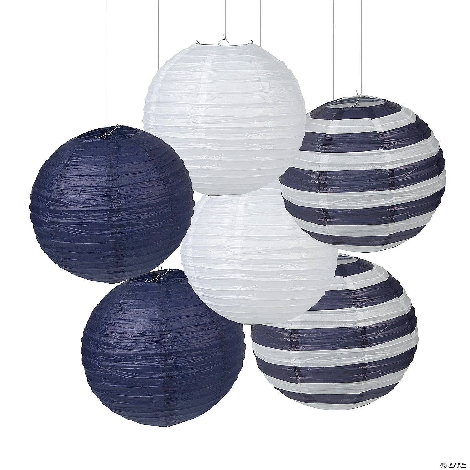 12" Nautical Hanging Paper Lanterns - 6 Pcs. 3 12" Nautical Hanging Paper Lanterns - 6 Pcs.