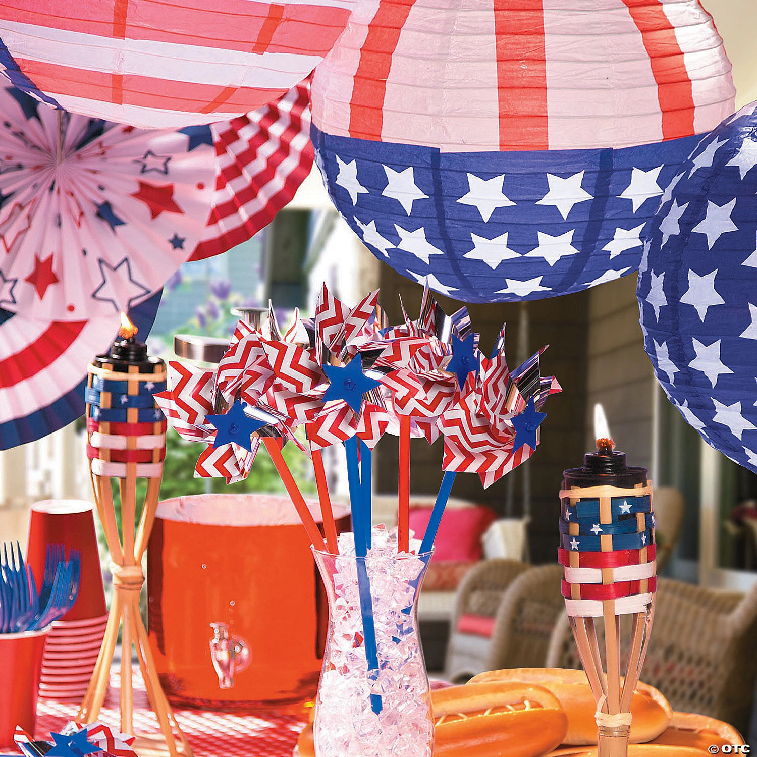 12" Patriotic Flag Hanging Paper Lanterns - 12 Pc. 5 12" Patriotic Flag Hanging Paper Lanterns - 12 Pc. - Image 3
