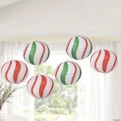 12" Peppermint Candy Balloon Hanging Paper Lanterns - 12 Pc. -Party Decorations Sales Shop 12 peppermint candy balloon hanging paper lanterns 12 pc 13713650 a02