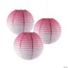 Ombre Hanging Paper Lanterns - 3 Pc. -Party Decorations Sales Shop 12 pink ombre hanging paper lanterns 3 pc 13902915
