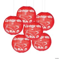 12" Congrats Grad Paper Lanterns - 6 Pc.
