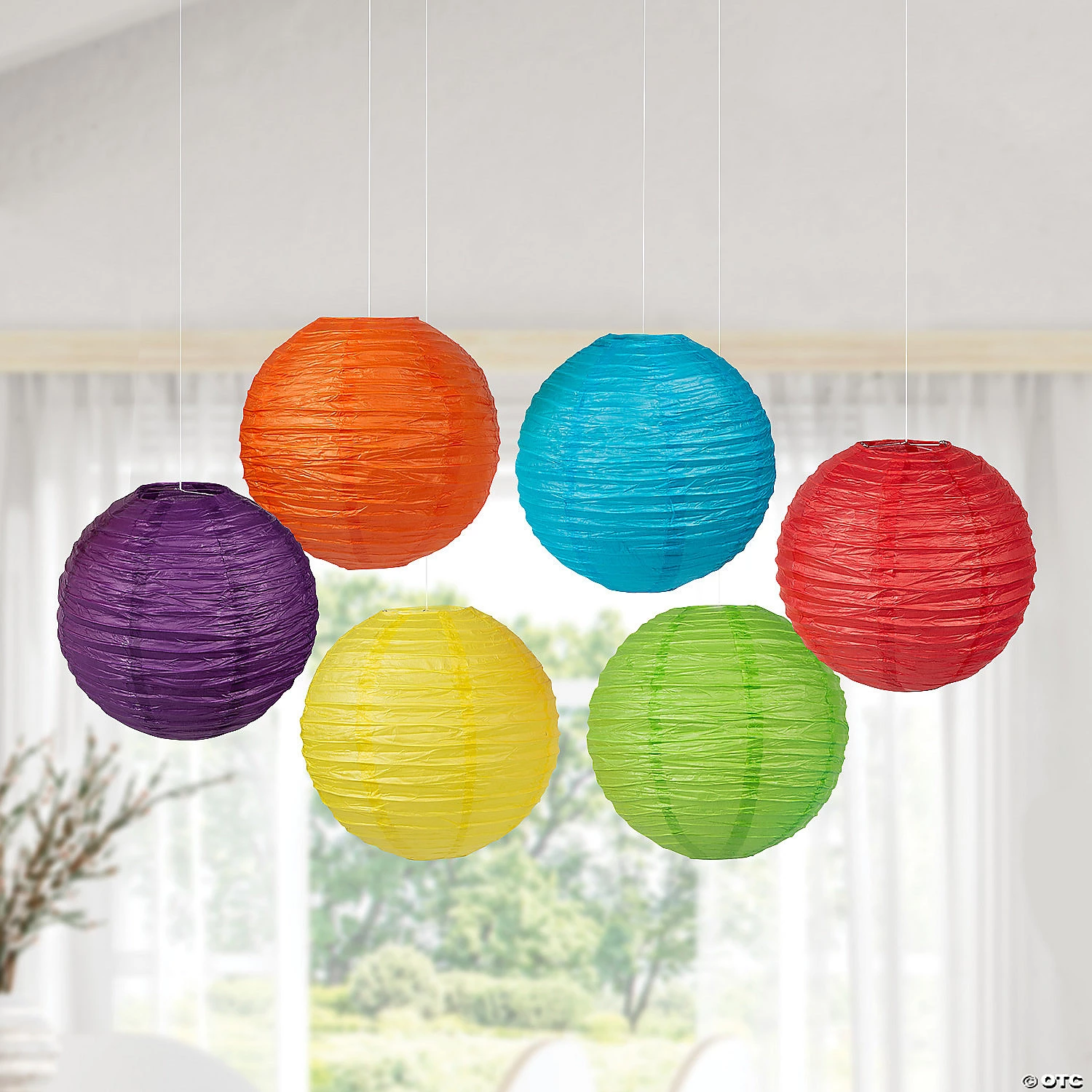 12" Solid Color Hanging Paper Lanterns - 12 Pc. 4 12" Solid Color Hanging Paper Lanterns - 12 Pc. - Image 2