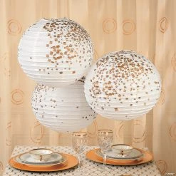 12" White & Gold Patterned Hanging Paper Lanterns - 6 Pc. -Party Decorations Sales Shop 12 white and gold patterned hanging paper lanterns 6 pc 13696794 a02