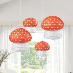 14 1/2" Mushroom Hanging Paper Lanterns – 4 Pc. -Party Decorations Sales Shop 14 1 2 mushroom hanging paper lanterns 4 pc 14096481 a02