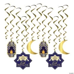 15"-28" Ramadan Hanging Swirl Decorations - 12 Pc.