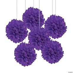 Hanging Tissue Paper Pom-Pom Decorations - 6 Pc.