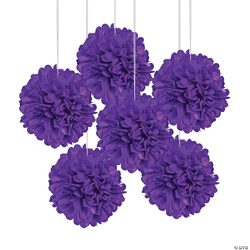 Hanging Tissue Paper Pom-Pom Decorations - 6 Pc. 3 Hanging Tissue Paper Pom-Pom Decorations - 6 Pc.