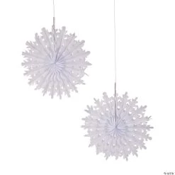 15" Snowflakes Tissue Paper Hanging Decorations - 12 Pc.