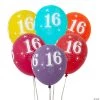 16th Birthday Sparkle 11" Latex Balloon Assortment - 6 Pc.