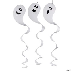 17" Giant Ghost Hanging Paper Swirl Halloween Decorations - 12 Pc.