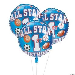 1st Birthday All Star 18" Mylar Balloons - 3 Pc.