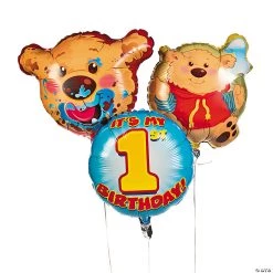 1st Birthday Bear Mylar Balloonst - 3 Pc.