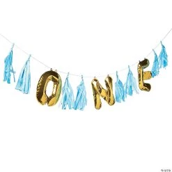 1st Birthday Blue Mylar Balloon Garland - 6 ft. x 10"