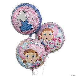 1st Birthday Cowgirl 18" Mylar Balloons - 3 Pc.