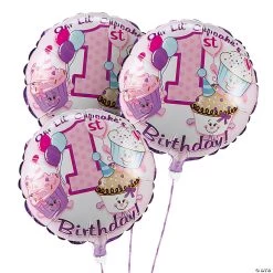 1st Birthday Cupcake Sprinkles 18" Mylar Balloon Set - 3 Pc.