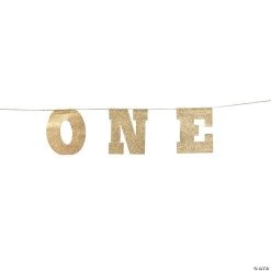 1st Birthday Gold Glitter Garland