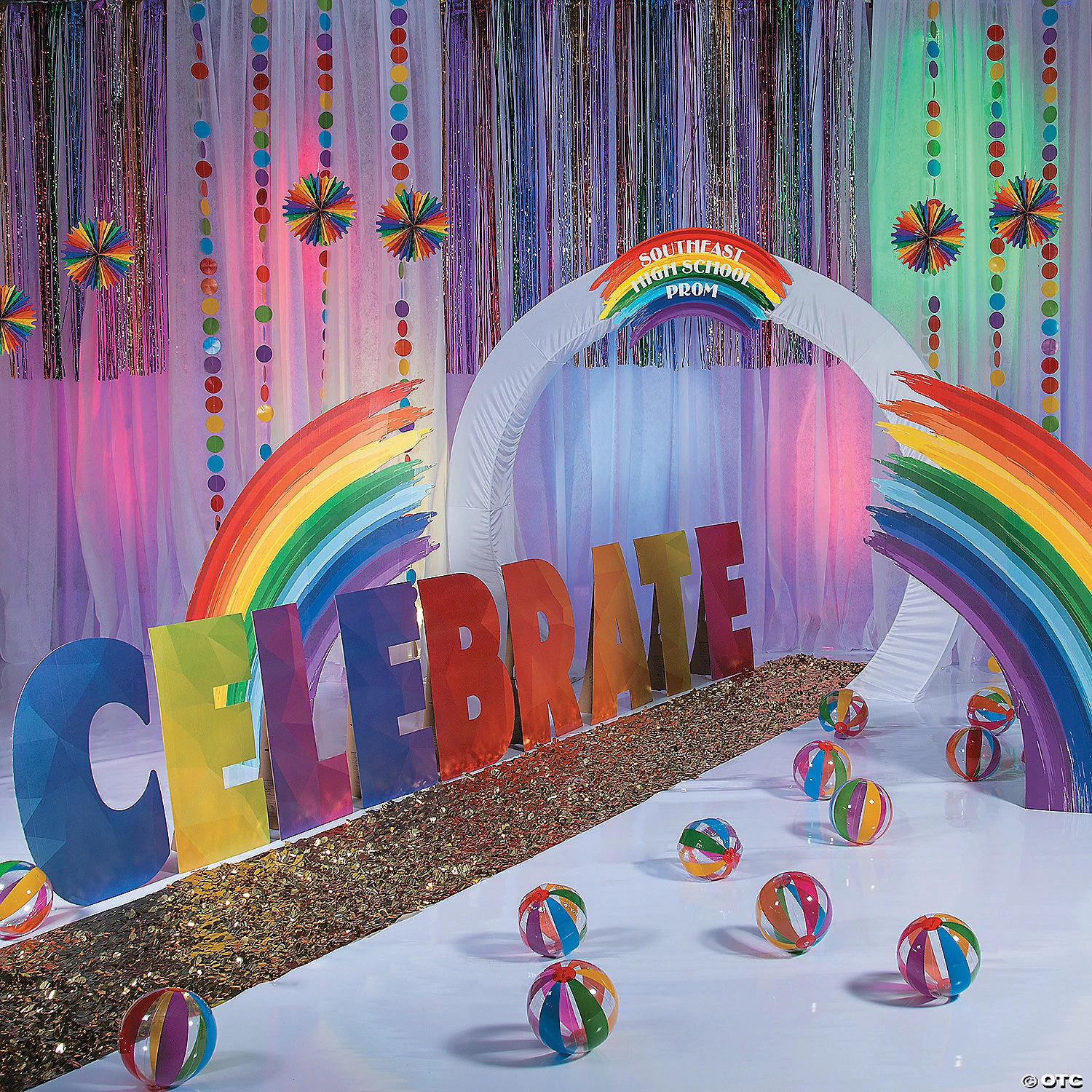 2 ft. x 5 ft. Rainbow Polka Dots Hanging Decoration – 4 Pc. 4 2 ft. x 5 ft. Rainbow Polka Dots Hanging Decoration – 4 Pc. - Image 2