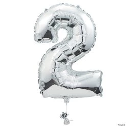 "2" Shaped Number 34" Mylar Balloon