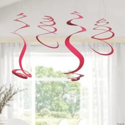 Solid Color Hanging Swirl Decorations - 12 Pc. -Party Decorations Sales Shop 20 candy pink hanging swirl decorations 12 pc 13964269 a02