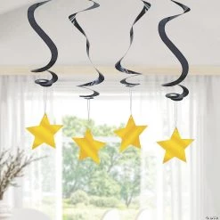 20" Gold Star Hanging Swirl Decorations - 12 Pc. -Party Decorations Sales Shop 20 gold star hanging swirl decorations 12 pc 70 5261 a02