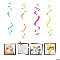 20" Party Animals Hanging Swirl Decorations - 12 Pc.